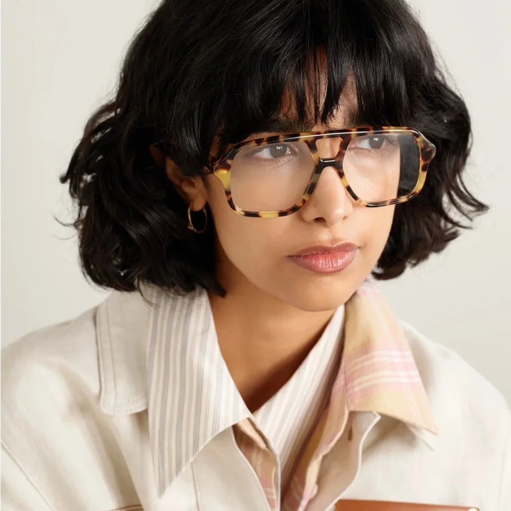 Stella McCartney Tortoiseshell Oversized Aviator Glasses - Brown/Black